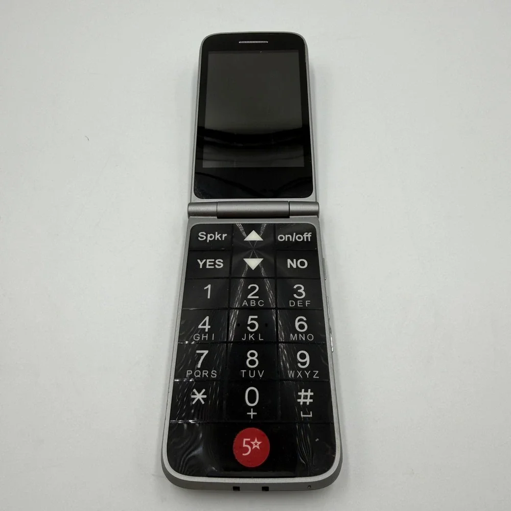 Alcatel OneTouch Jitterbug Flip Phone GreatCall Gray Large Keypad 4043S